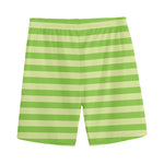 Green Striped Pattern Print Men's Sports Shorts