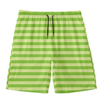 Green Striped Pattern Print Men's Swim Trunks