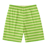 Green Striped Pattern Print Men's Swim Trunks