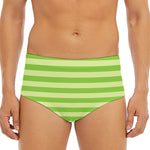 Green Striped Pattern Print Men's Triangle Swim Briefs