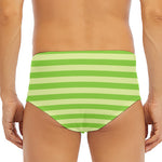 Green Striped Pattern Print Men's Triangle Swim Briefs