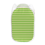 Green Striped Pattern Print Mesh Laundry Hamper