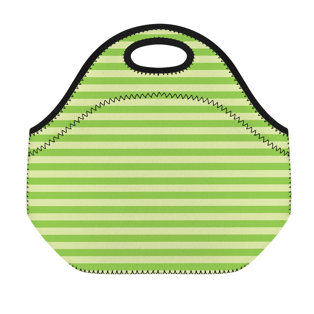 Green Striped Pattern Print Neoprene Lunch Bag