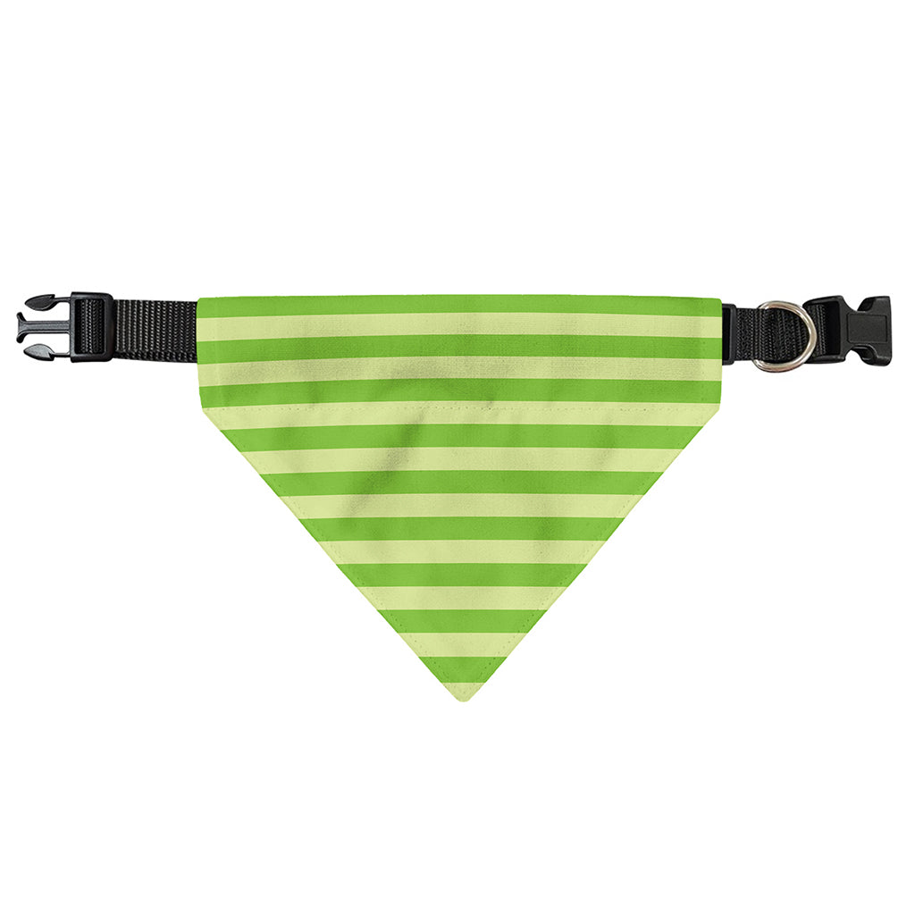 Green Striped Pattern Print Over The Collar Dog Bandana