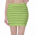 Green Striped Pattern Print Pencil Mini Skirt