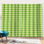 Green Striped Pattern Print Pencil Pleat Curtains