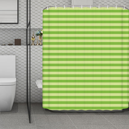 Green Striped Pattern Print Polyester Shower Curtain