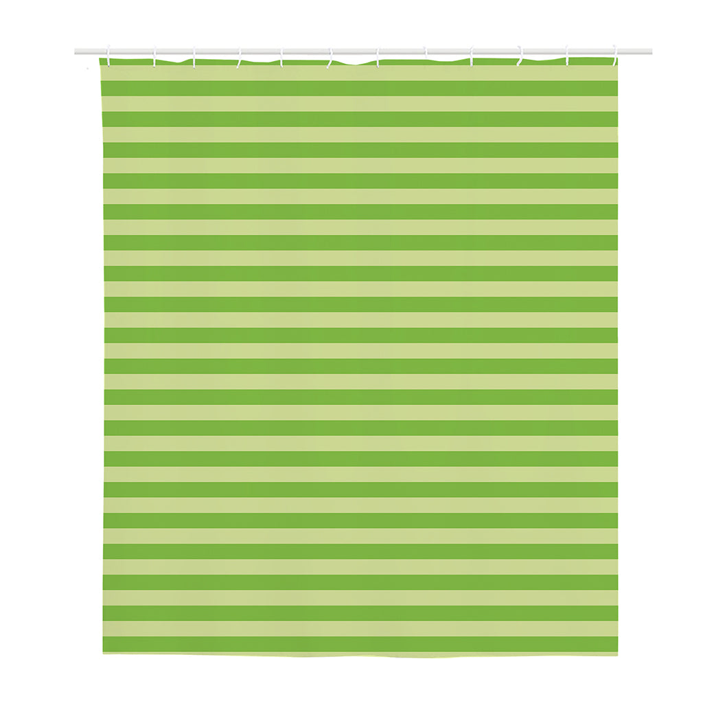 Green Striped Pattern Print Polyester Shower Curtain