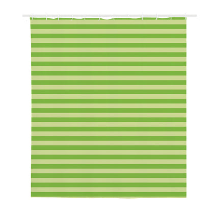 Green Striped Pattern Print Polyester Shower Curtain