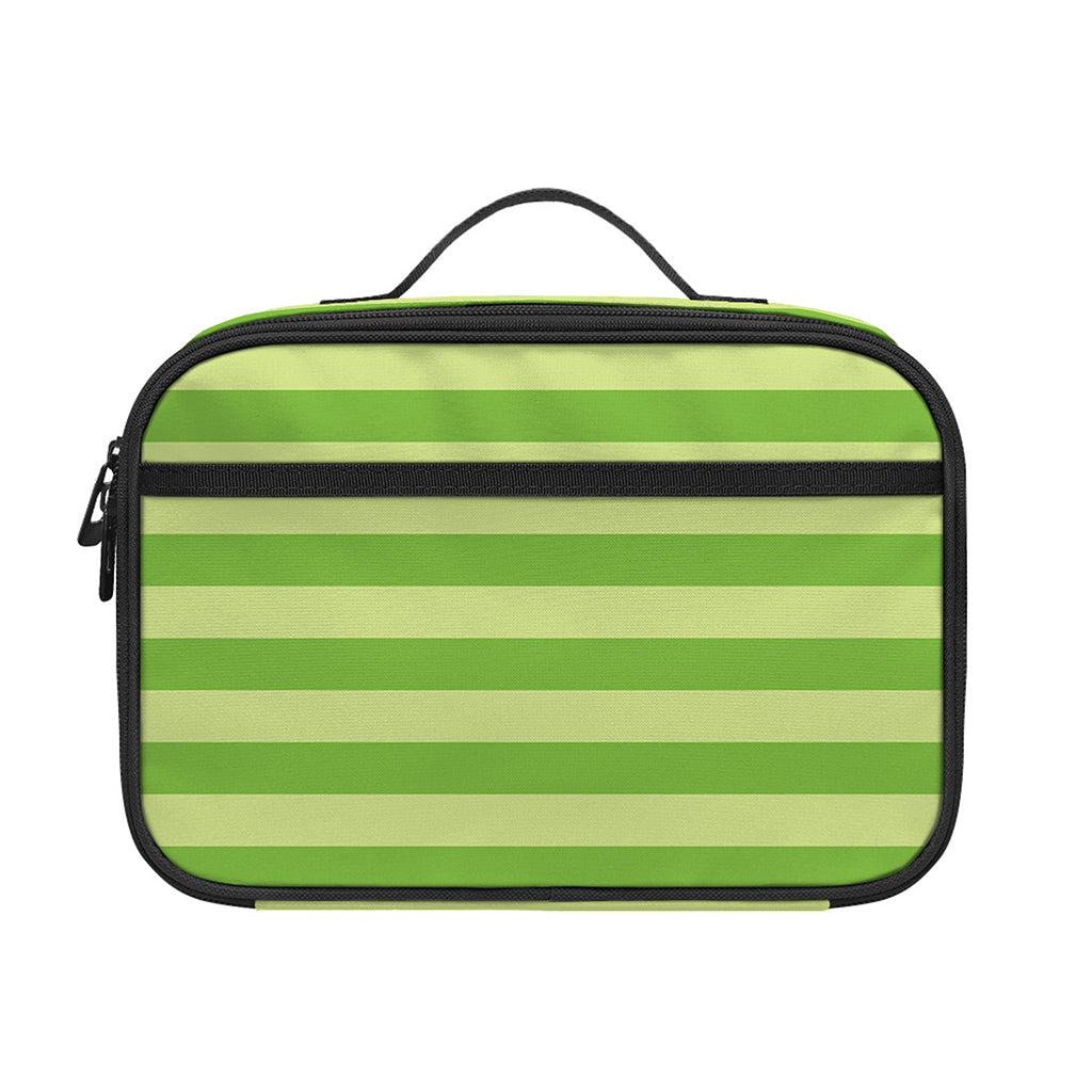 Green Striped Pattern Print Portable Lunch Bag