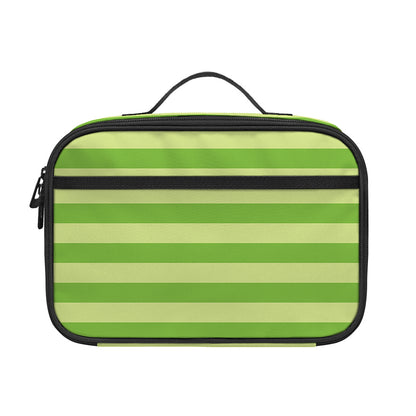 Green Striped Pattern Print Portable Lunch Bag