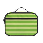 Green Striped Pattern Print Portable Lunch Bag