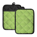 Green Striped Pattern Print Pot Holders With Pocket