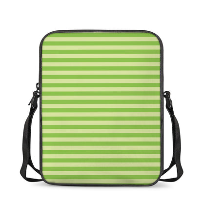 Green Striped Pattern Print Rectangular Crossbody Bag