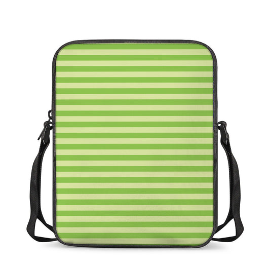 Green Striped Pattern Print Rectangular Crossbody Bag