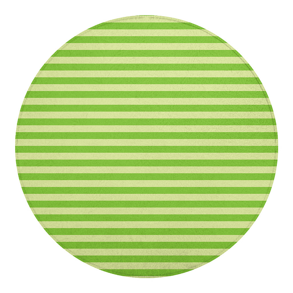 Green Striped Pattern Print Round Blanket
