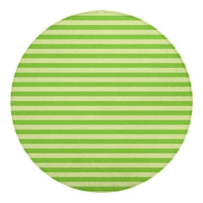 Green Striped Pattern Print Round Blanket