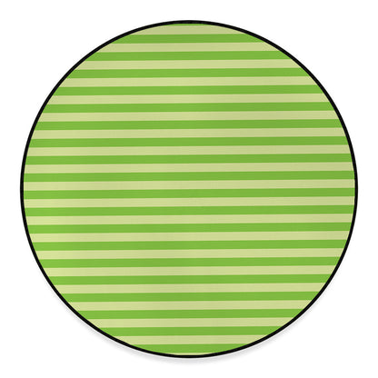 Green Striped Pattern Print Round Floor Mat