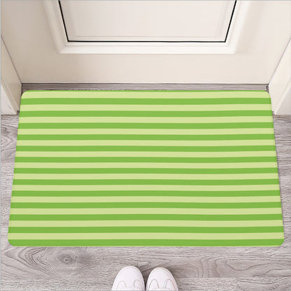 Green Striped Pattern Print Rubber Doormat
