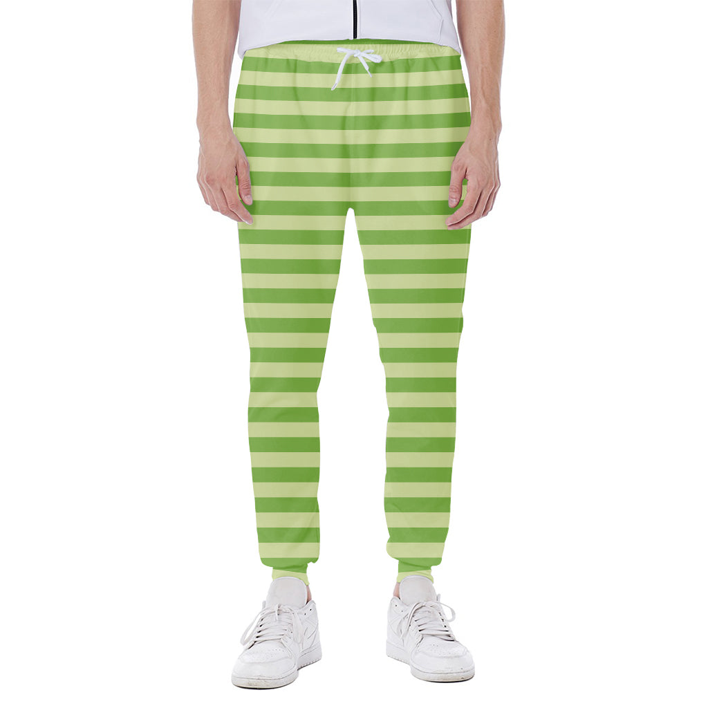 Green Striped Pattern Print Scuba Joggers