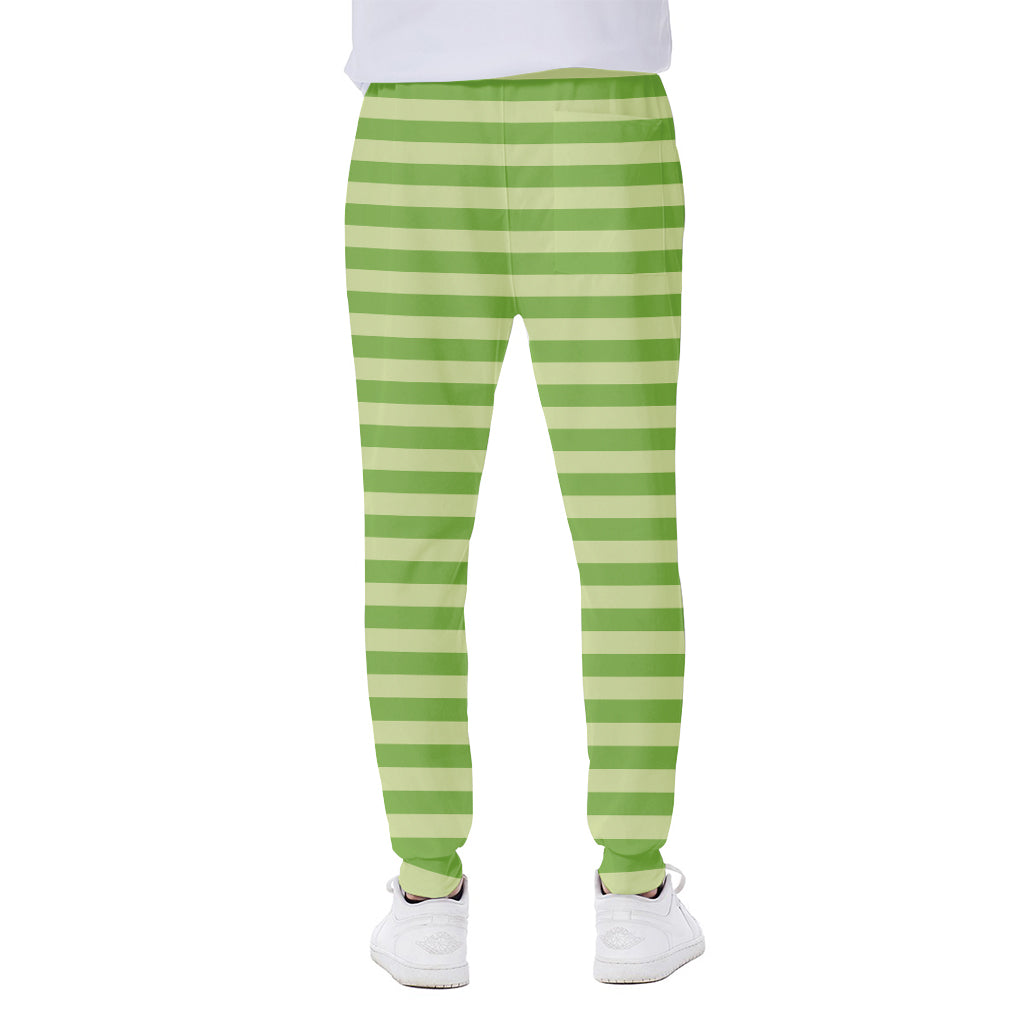 Green Striped Pattern Print Scuba Joggers