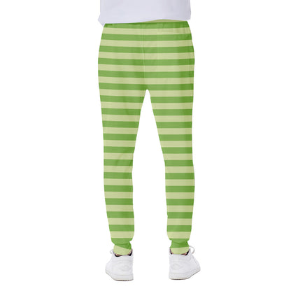 Green Striped Pattern Print Scuba Joggers