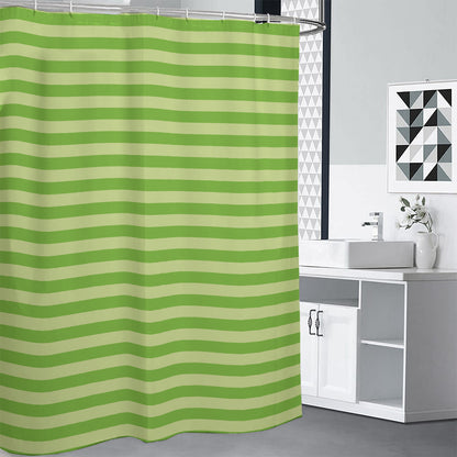 Green Striped Pattern Print Shower Curtain