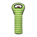 Green Striped Pattern Print Single Neoprene Wine Tote