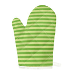 Green Striped Pattern Print Single Oven Mitt