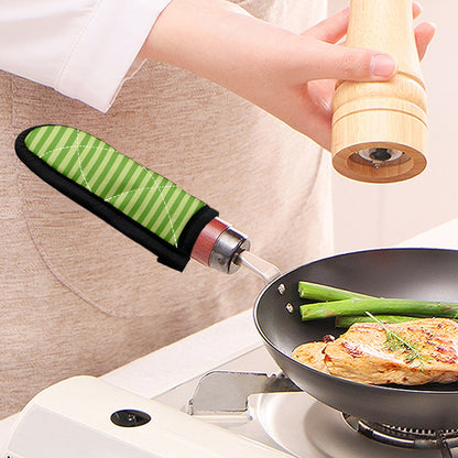 Green Striped Pattern Print Skillet Handle Cover