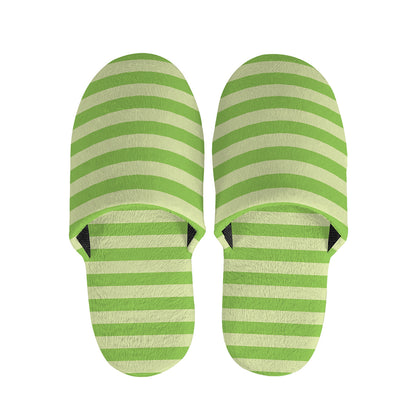 Green Striped Pattern Print Slippers