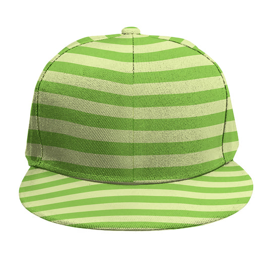 Green Striped Pattern Print Snapback Cap