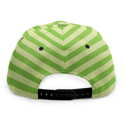Green Striped Pattern Print Snapback Cap