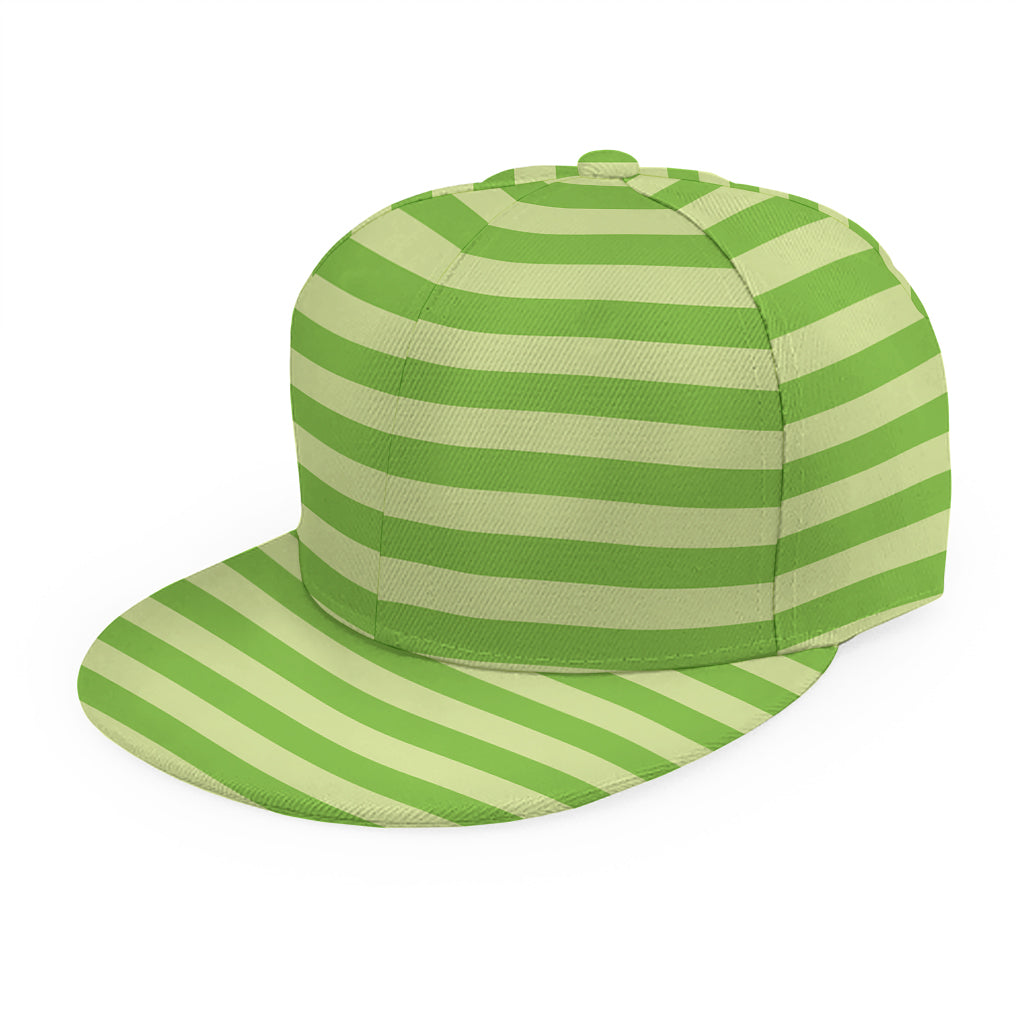Green Striped Pattern Print Snapback Cap