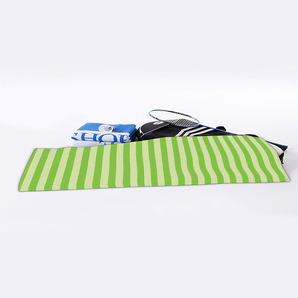Green Striped Pattern Print Sports Towel