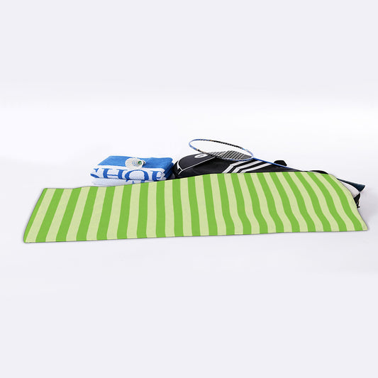 Green Striped Pattern Print Sports Towel