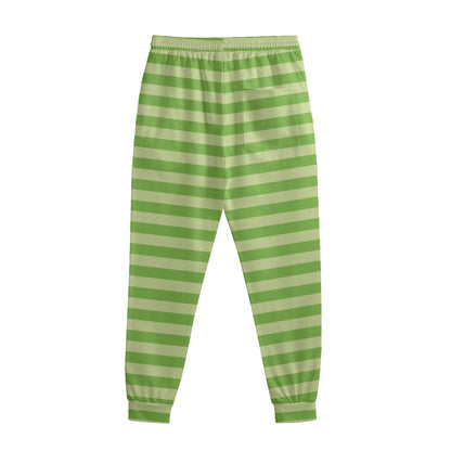 Green Striped Pattern Print Sweatpants