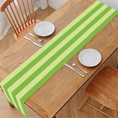 Green Striped Pattern Print Table Runner