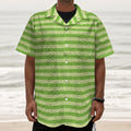Green Striped Pattern Print Textured Short Sleeve Shirt
