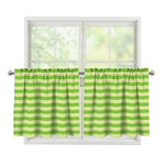 Green Striped Pattern Print Tier Curtains
