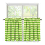 Green Striped Pattern Print Tier Curtains