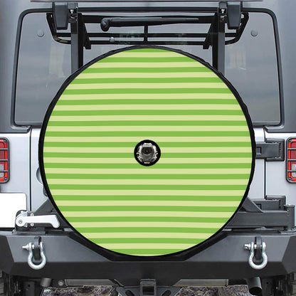 Green Striped Pattern Print Tire Cover With Camera Hole