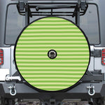 Green Striped Pattern Print Tire Cover With Camera Hole