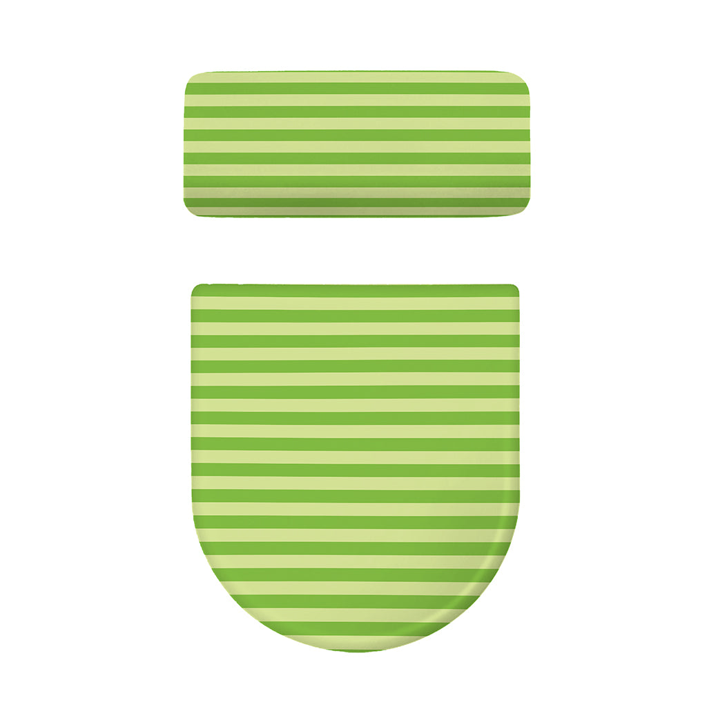 Green Striped Pattern Print Toilet Lid And Tank Cover Set