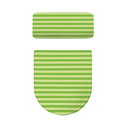 Green Striped Pattern Print Toilet Lid And Tank Cover Set