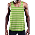 Green Striped Pattern Print Men's Workout Tank Top