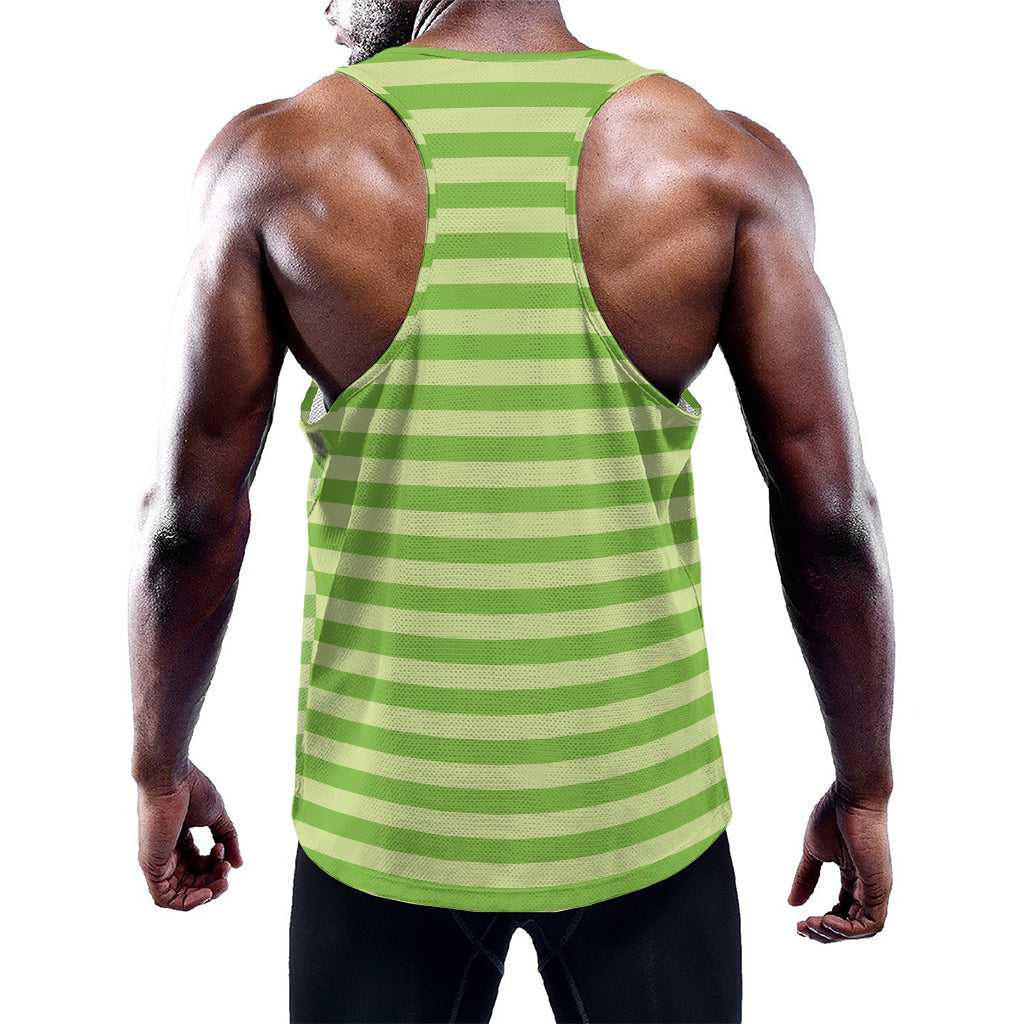 Green Striped Pattern Print Training Tank Top