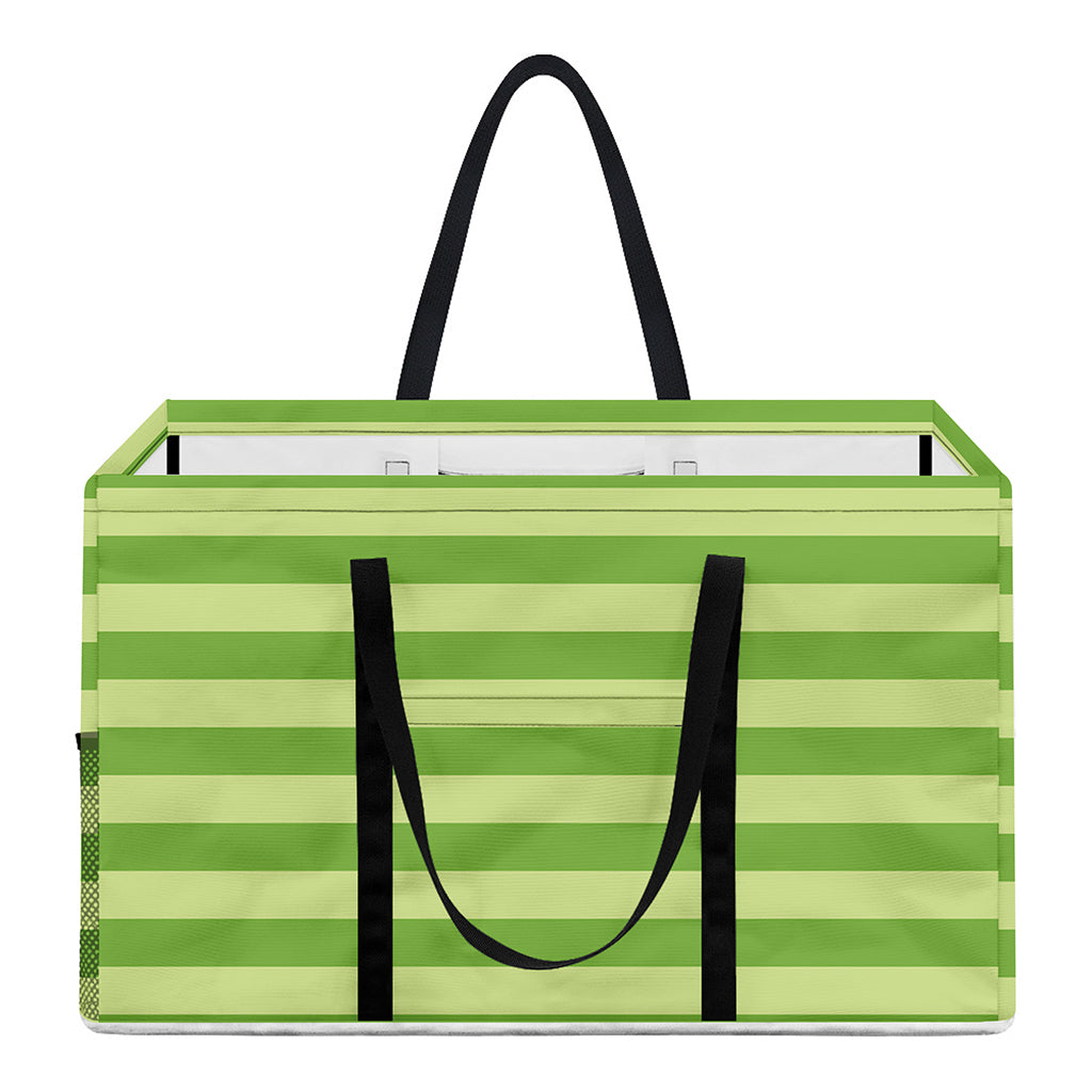 Green Striped Pattern Print Utility Tote Bag