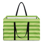 Green Striped Pattern Print Utility Tote Bag