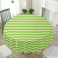 Green Striped Pattern Print Waterproof Round Tablecloth